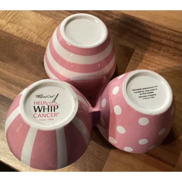 Pampered Chef Pink Bowl Trio Help Whip Breast Cancer 3-Part Candy Condiment Dish - Picture 8 of 8